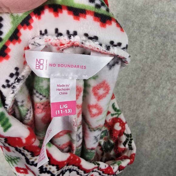 No Boundaries Christmas Leggings L/G Red Green White Festive Polyester Spandex - Picture 3 of 7